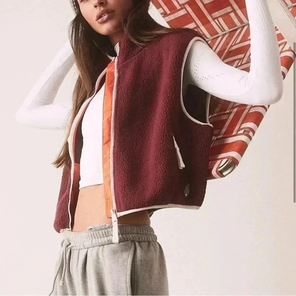 NWOT Free People Movement Hit The Slopes Vest NWOT Size XS Oxblood / Multi
